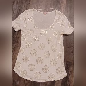 Gorgeous Juicy Couture White and Gold top shirt